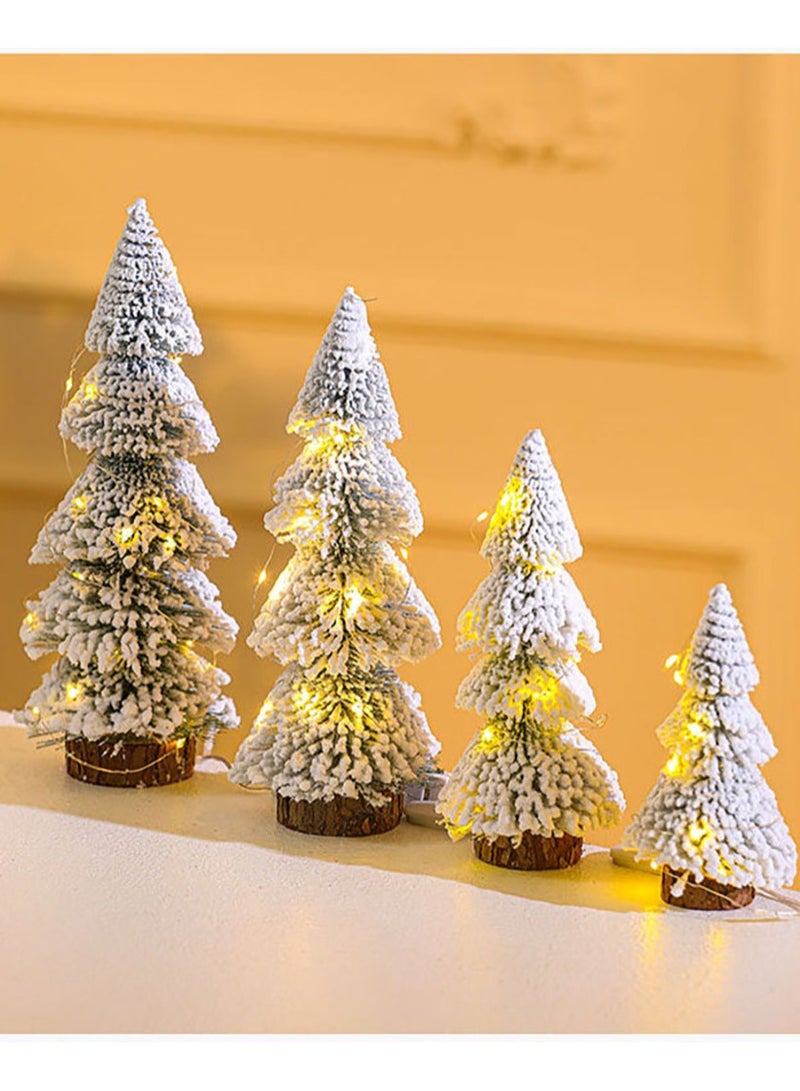 TAPIT Mini Small Christmas Tree Holiday Trees Christmas Desktop Decorations 4 Pcs Artificial Table Desktop Artificial Snow Christmas Tree Miniature Xmas Tree for Home Holiday Party Decorations (White) - Image 1