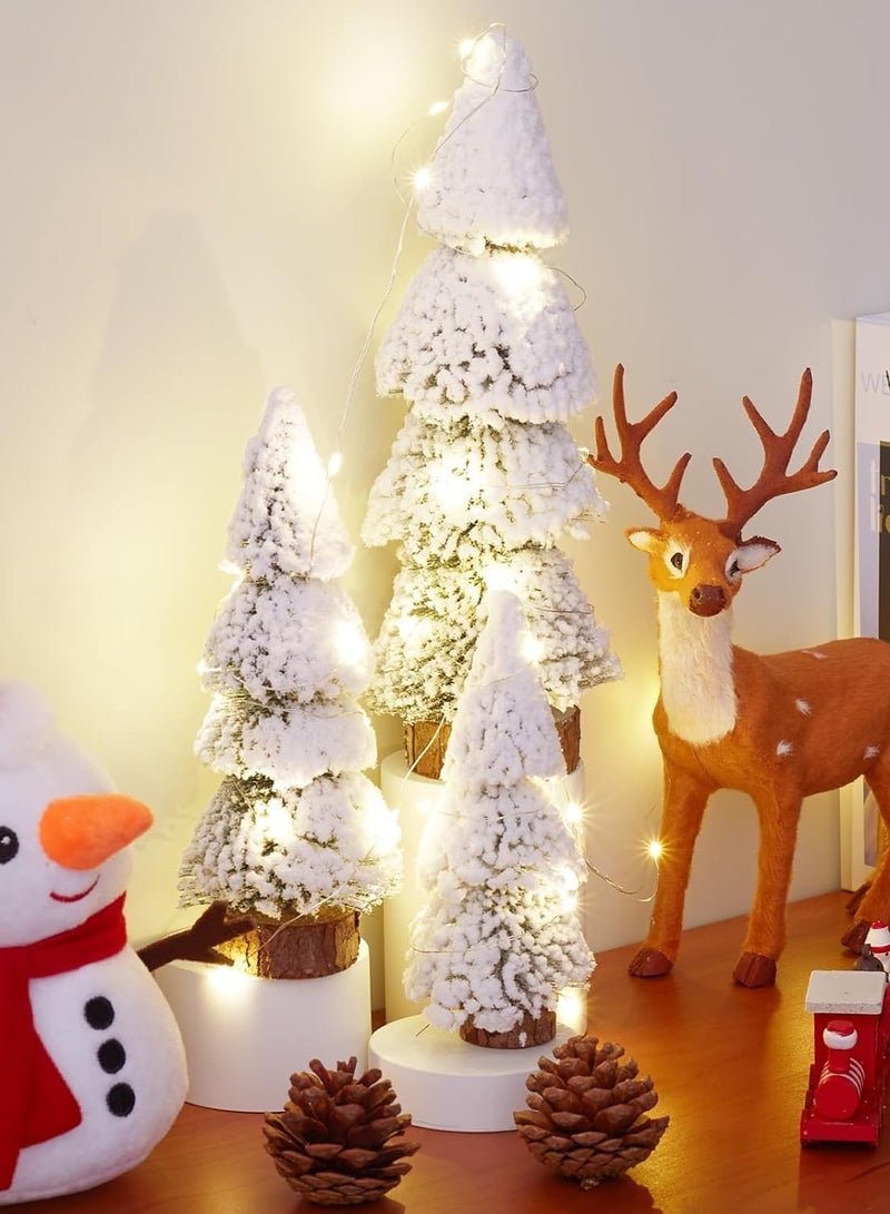 TAPIT Mini Small Christmas Tree Holiday Trees Christmas Desktop Decorations 4 Pcs Artificial Table Desktop Artificial Snow Christmas Tree Miniature Xmas Tree for Home Holiday Party Decorations (White) - Image 3