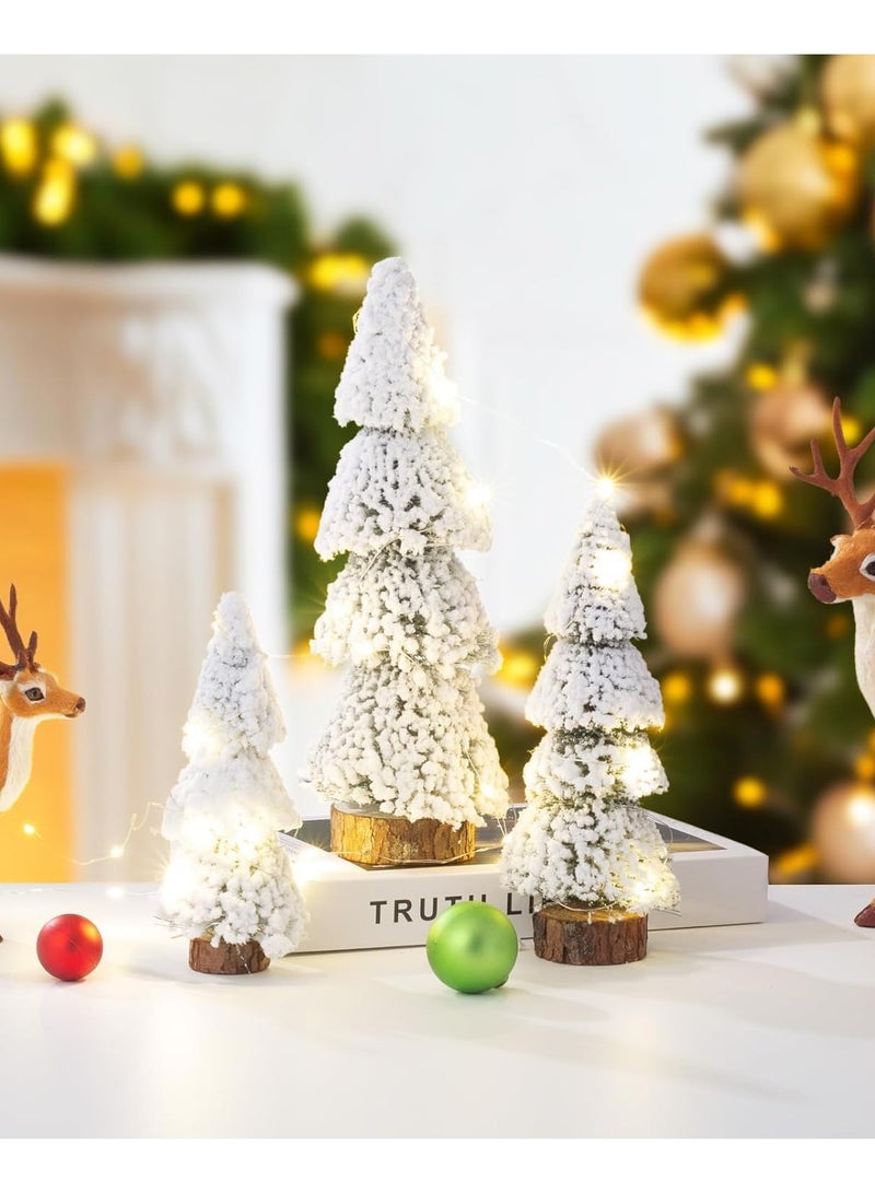 TAPIT Mini Small Christmas Tree Holiday Trees Christmas Desktop Decorations 4 Pcs Artificial Table Desktop Artificial Snow Christmas Tree Miniature Xmas Tree for Home Holiday Party Decorations (White) - Image 5