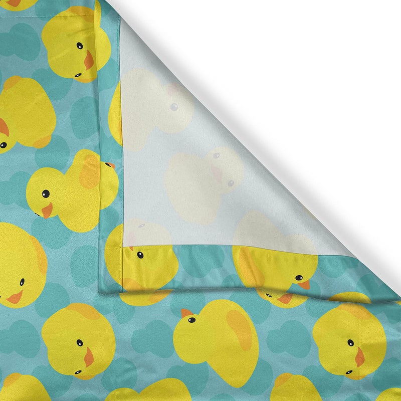 Lunarable Lunarable Duckies Kitchen Curtains  Bathroom Toys Themed Rubber Ducks on Abstract Spotted Surface  Window Drapes 2 Panel Set for Kitchen Cafe Decor  55"" X 39""  Orange Green - Image 3