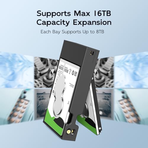 MAIWO حاوية RAID للقرص الصلب MAIWO مزدوجة الفتحة لقرص SSD/HDD SATA بحجم 2.5 بوصة، USB 3.1 GEN 2 بسرعة 10Gbps مع UASP، RAID 0/1/JBOD/PM، سعة 16TB، علبة قارئ القرص الصلب الخارجية من الألمنيوم - Image 5