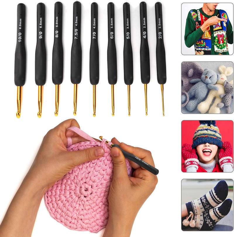 مجموعة كاملة من 9 خيوط خياطة متينة من GOWENIC مع مقبض مطاطي لتوفير راحة أثناء العمل: الطول التقريبي 5.4 بوصة. - Image 4