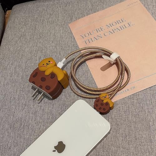 CERLINK Cable Protector for Apple iPhone Charger 20W/18W Type C, 3D Cute Cartoon Case Adaptor Cover Full Cable Connection Protectors Protective Protection Wire Sleeves Guard (Biscuit Bear) - Image 5
