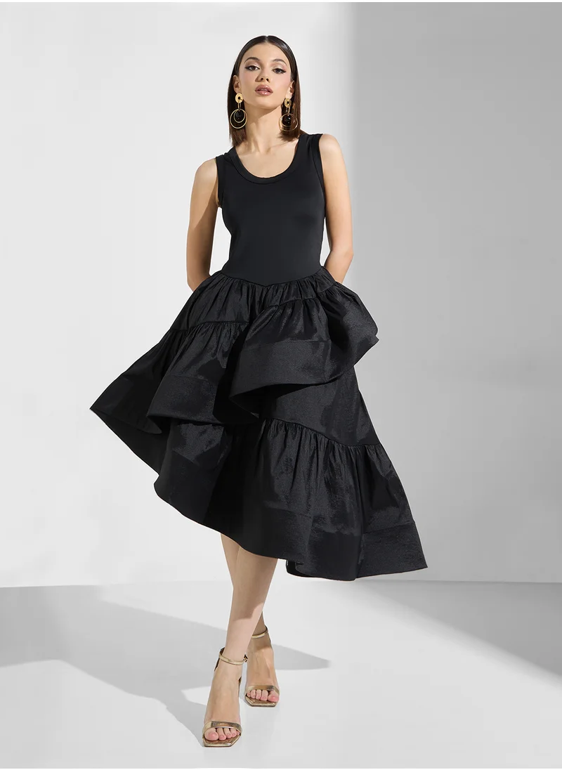 True Decadence Asymmetric Ruffle Detailed Dress