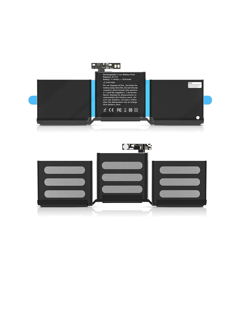 Replace battery for MacBook Pro 13 A1708 (Late 2016, Mid 2017), models A1713, Li-Polymer, 11.4V, 54.5Wh, 4781mAh, includes tools - Image 2