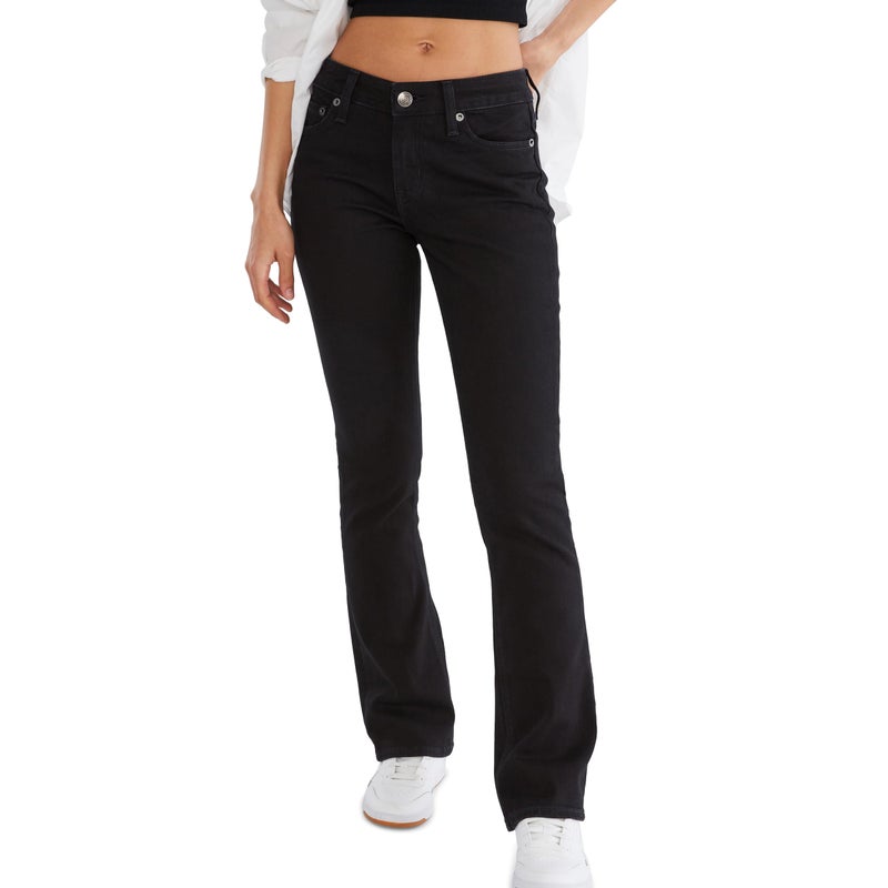 Aeropostale Aero Mid Rise Bootcut Jean, Black, 6 Short - Image 1