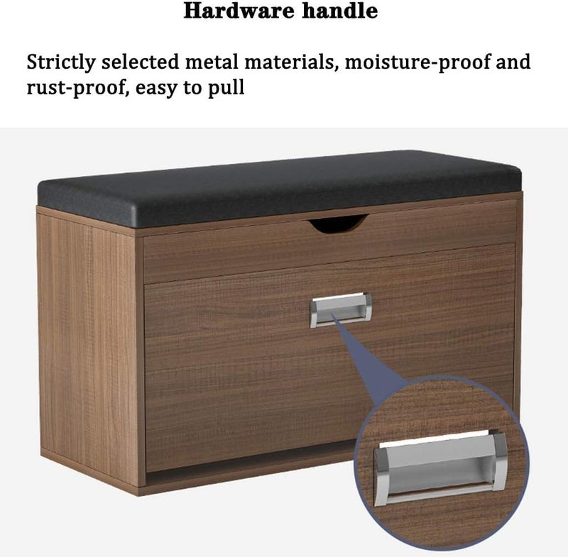 1st Shoe Storage Bench with Hidden Shoe Rack Leather Shoe Organizer Bench Modern Shoe Cabinet (60 * 30 * 50 Brown) - Image 4