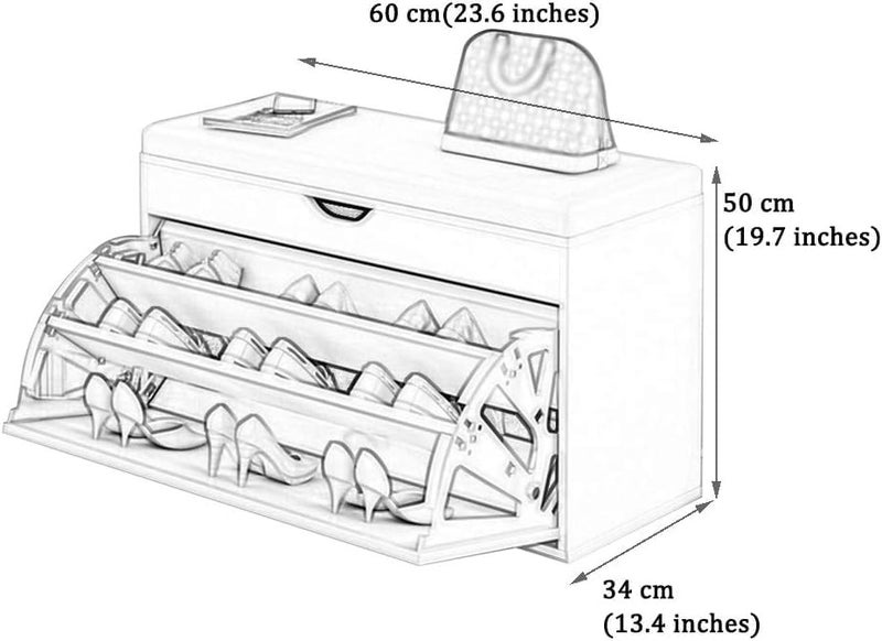 1st Shoe Storage Bench with Hidden Shoe Rack Leather Shoe Organizer Bench Modern Shoe Cabinet (60 * 30 * 50 Brown) - Image 3