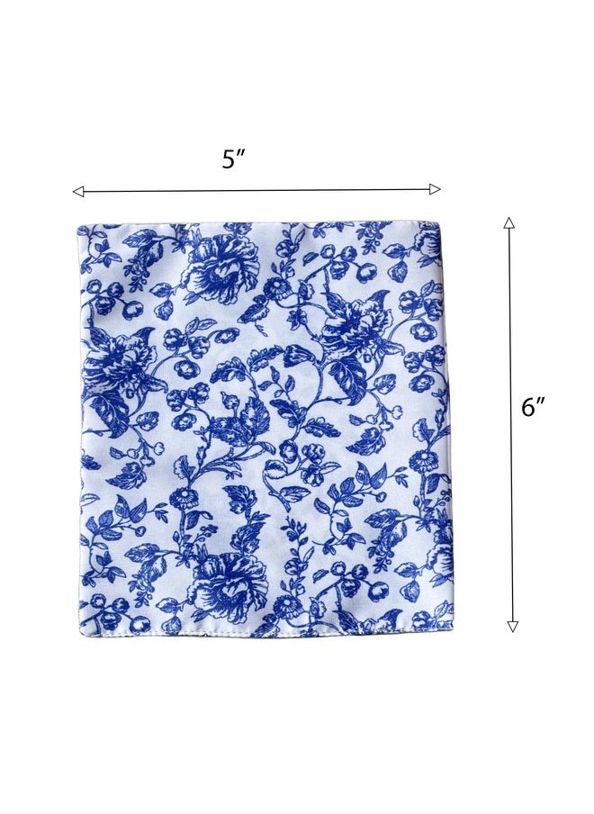 Inusitus - Dollhouse Bedding 5 Piece Set With Comforter & Pillows Blanket Realistic Bedroom Accessories For 6 Inch Dolls 1/12 Scale Blue Flowers And White Cover - Image 1