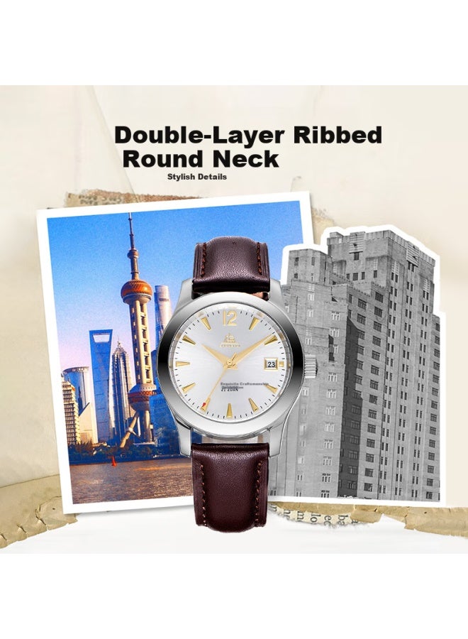 Shanghai Men's Automatic Mechanical Watch, Zhi Jing Series Pioneer Style, Fuyi Replica, Birthday Gift 5099 - Image 1