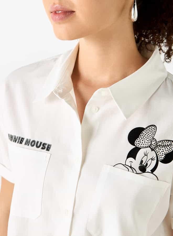 اس بي كاركترز قميص بأكمام قصيرة وجيوب وطبعات ميني ماوس - Image 4