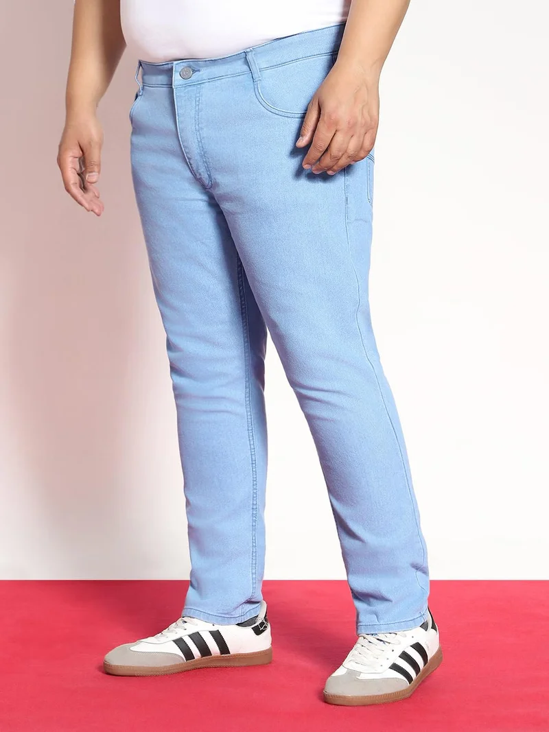 Urbano Fashion  Urbano Plus Men's Ice Blue Regular Fit Solid Jeans Stretchable  | Best Price UAE