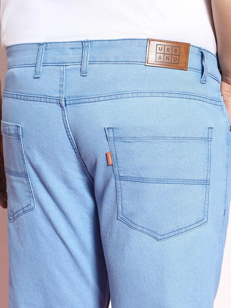 Urbano Fashion  Urbano Plus Men's Ice Blue Regular Fit Solid Jeans Stretchable  | Best Price UAE