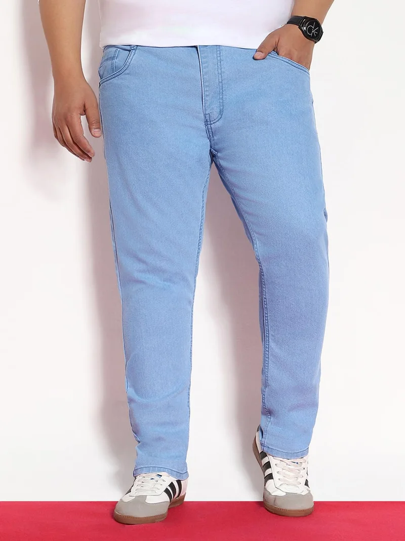 Urbano Plus Men's Ice Blue Regular Fit Solid Jeans Stretchable