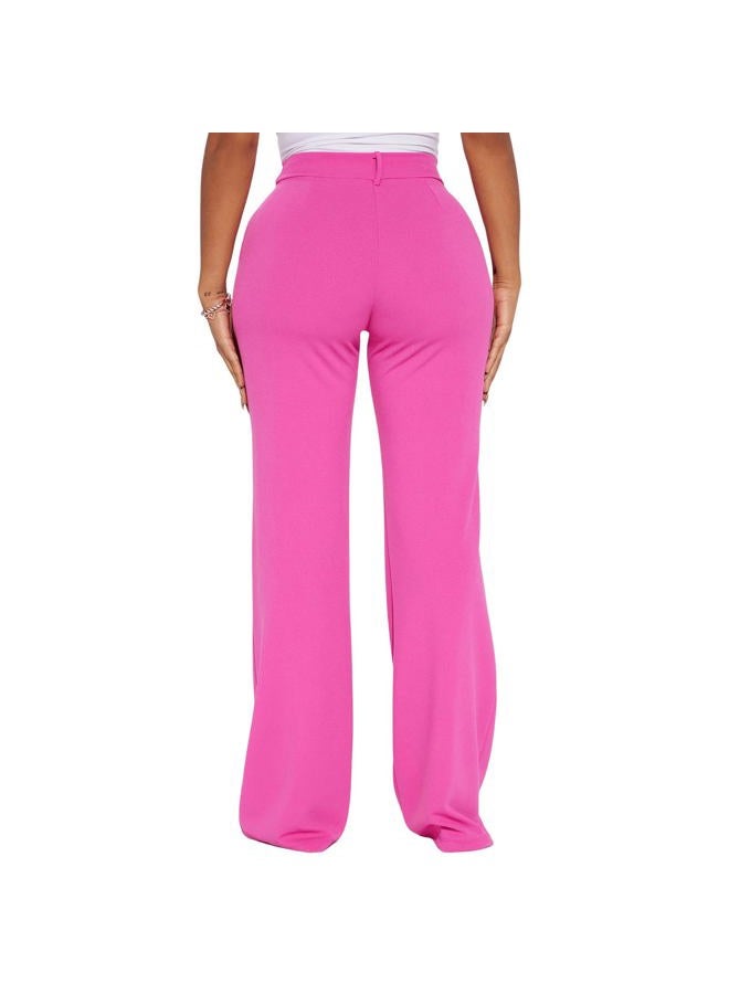 CHARYEAH Women's High Waisted Wide Leg Pants, Casual Business Trousers, Pink, Pink, M - Image 3