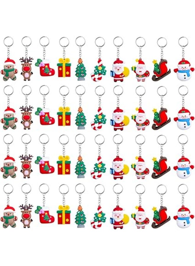 40 قطعة - سلاسل مفاتيح عيد الميلاد ثلاثية الأبعاد (10 أنماط) - Image 1