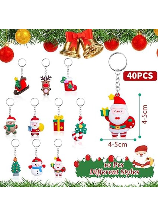 40 قطعة - سلاسل مفاتيح عيد الميلاد ثلاثية الأبعاد (10 أنماط) - Image 4