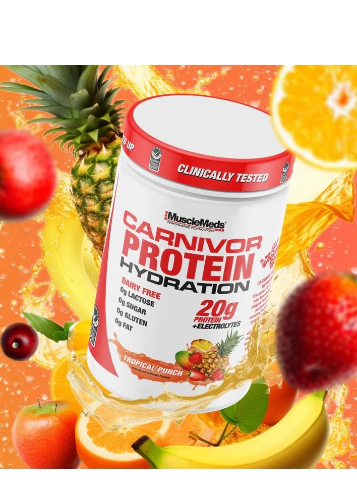 MuscleMeds Carnivor Protein Hydration Drink Powder, 20g Refreshing, Lactose Free, Sugar Free, Electrolytes, Muscle Building, Recovery, Halal Certified, Tropical Punch, 20 Serve - Image 2