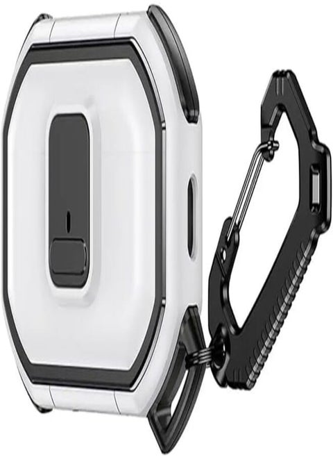 Eggshell Shockproof Soft Case Cover with Keychain Clip and Lock for Apple AirPods Pro, White Color