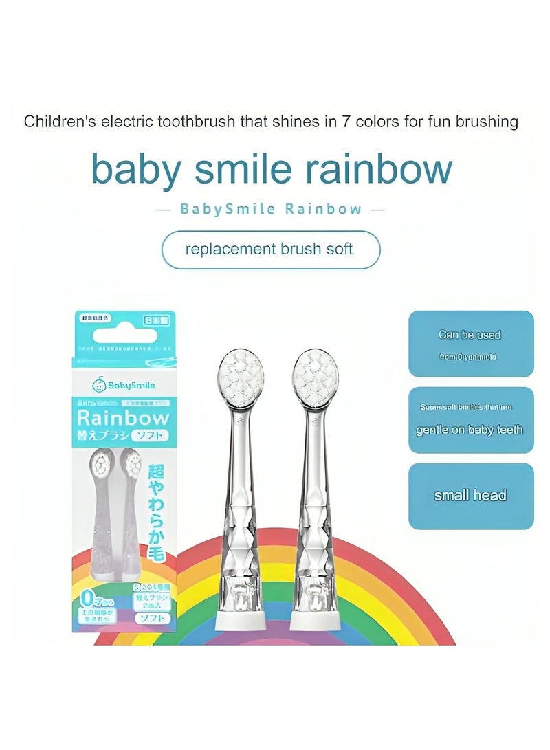 BabySmile BabySmile Ultra Soft Replacement Brush Heads for Kids Sonic Electric Toothbrush 2 Counts for Ages 0-2 Years Made in Japan - Image 4