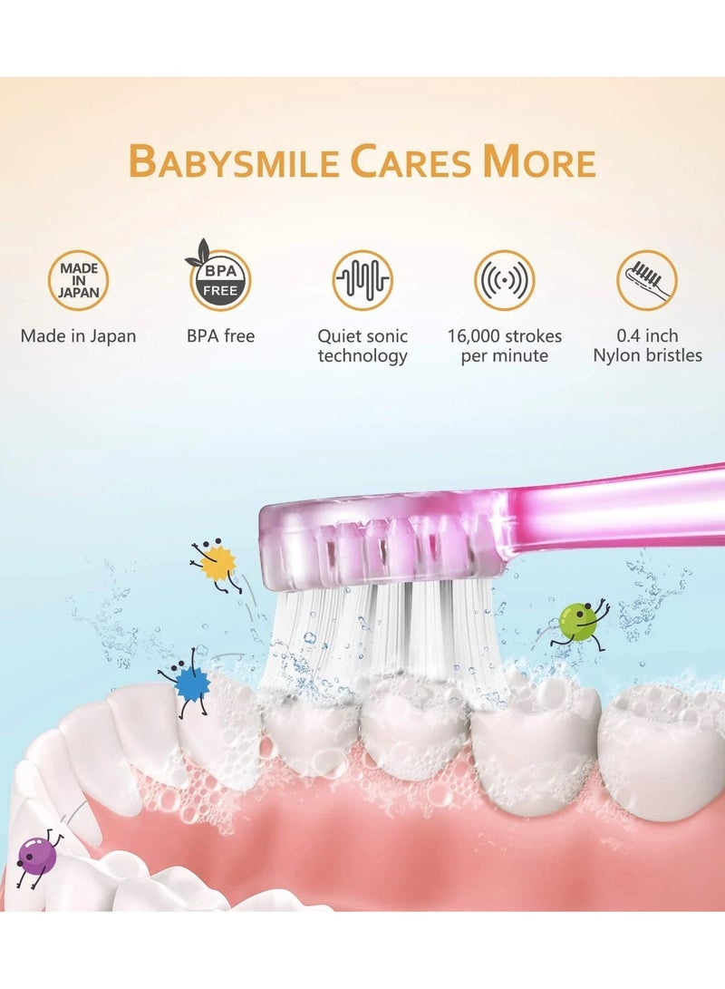 BabySmile BabySmile Ultra Soft Replacement Brush Heads for Kids Sonic Electric Toothbrush 2 Counts for Ages 0-2 Years Made in Japan - Image 2