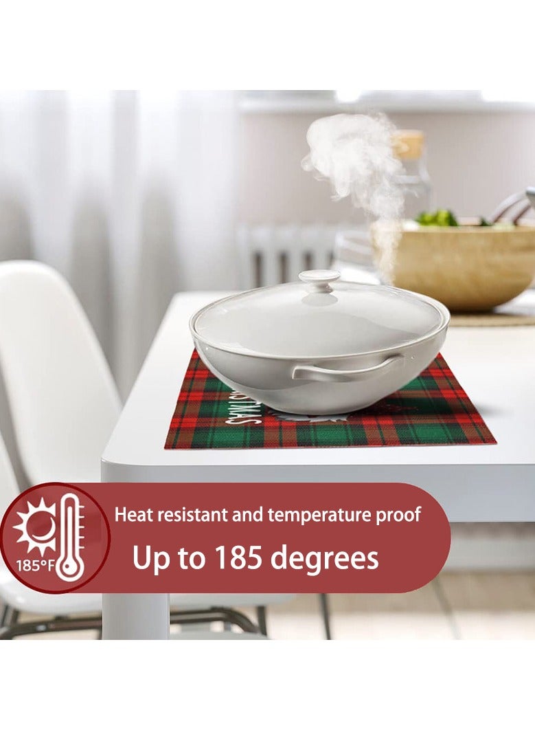 مجموعة مفارش طعام عيد الميلاد مكونة من 6 مفارش طعام من القماش، مقاس 11.8 × 17.7 سم، بساط زينة عيد الميلاد للاستخدام الداخلي لطاولة الطعام، مقاوم للحرارة، مفارش طاولة غير قابلة للانزلاق في العطلات - Image 5