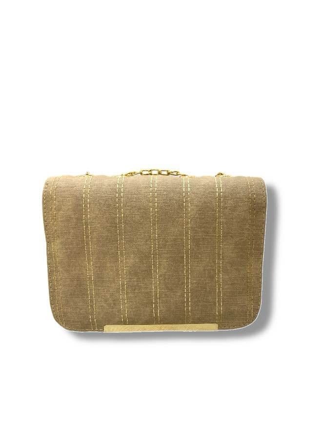A beige imported leather crossbody bag with elegant details and practical compartments. - Image 3