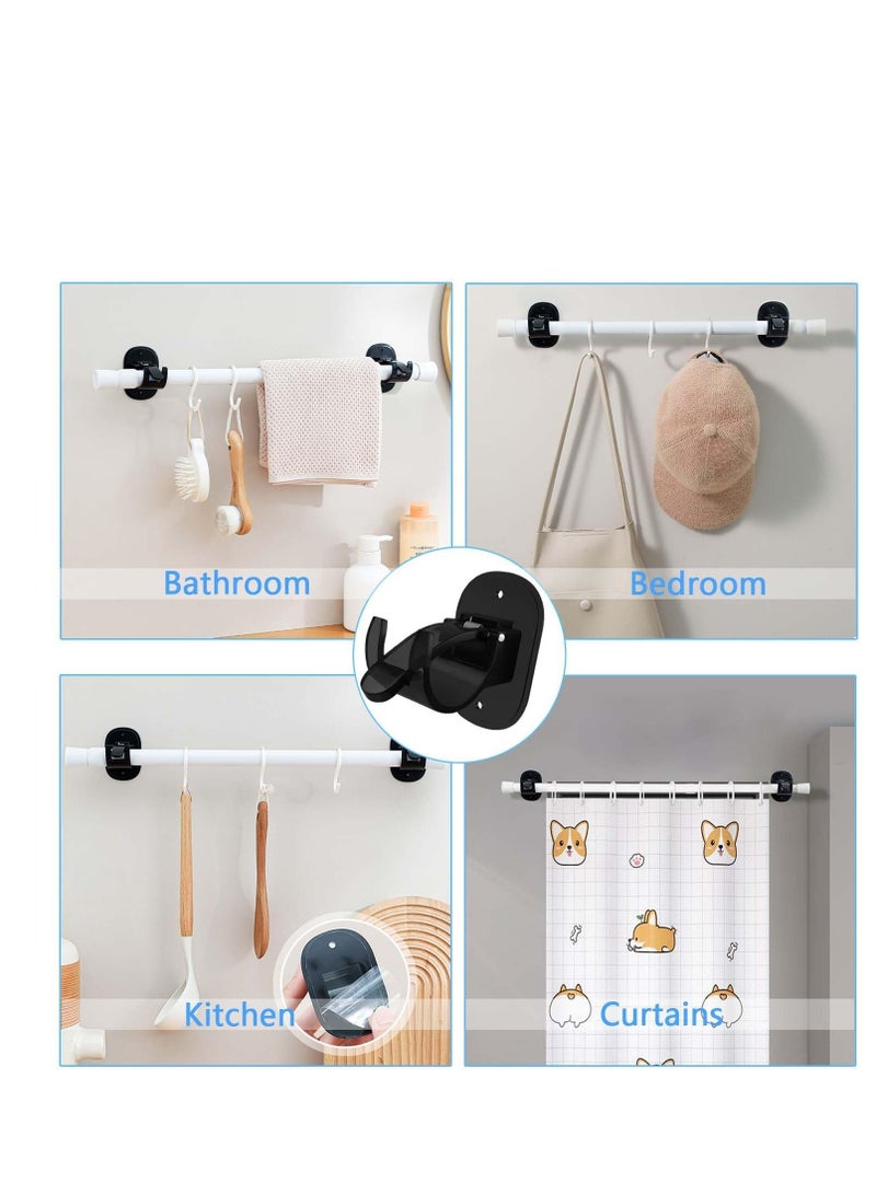 Excefore Self Adhesive Curtain Rod Brackets, 4 Pcs Universal Plastic Curtain Rod Holders, No Drill Curtain Rod Brackets, Curtain Rod Hooks, for Bathroom, Bedroom, Livingroom, Kitchen (Black) - Image 5