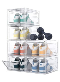 Arabest Shoe Storage Box, 6 Pack Shoe Box Clear Plastic Stackable, Shoe Storage with Magnetic Front Door, Sturdy Durable Plastic Shoe Organizer, for Closet, Shoe Containers, Shoe Display Case(34*27*19)  - Image 1