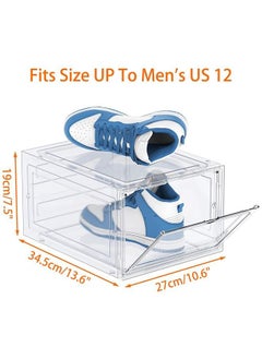 Arabest Shoe Storage Box, 6 Pack Shoe Box Clear Plastic Stackable, Shoe Storage with Magnetic Front Door, Sturdy Durable Plastic Shoe Organizer, for Closet, Shoe Containers, Shoe Display Case(34*27*19)  - Image 2