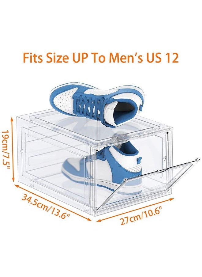 Arabest - Shoe Storage Box, 6 Pack Shoe Box Clear Plastic Stackable, Shoe Storage with Magnetic Front Door, Sturdy Durable Plastic Shoe Organizer, for Closet, Shoe Containers, Shoe Display Case(34*27*19) - Image 1