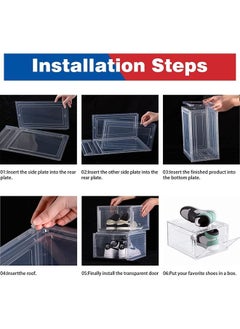 Arabest Shoe Storage Box, 6 Pack Shoe Box Clear Plastic Stackable, Shoe Storage with Magnetic Front Door, Sturdy Durable Plastic Shoe Organizer, for Closet, Shoe Containers, Shoe Display Case(34*27*19)  - Image 5