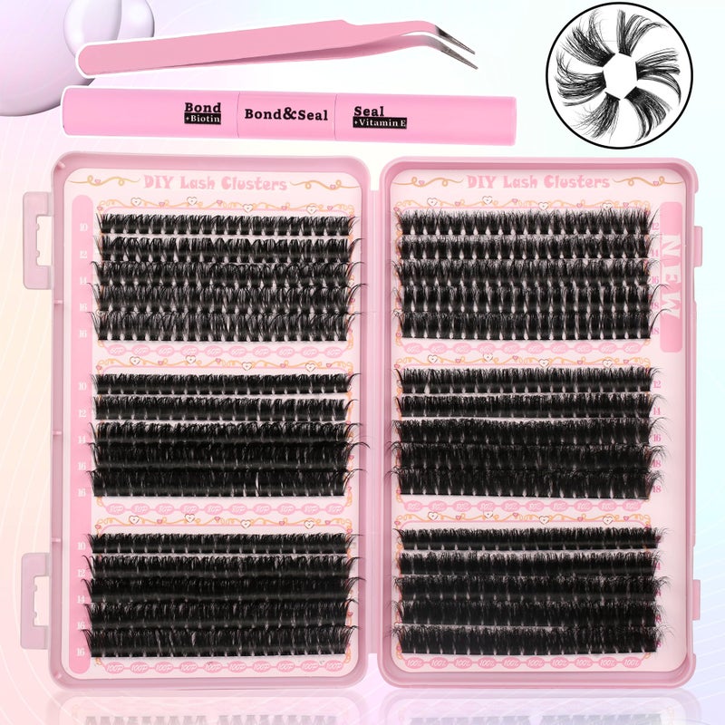 Gmagictobo Lash Clusters Volume Cluster Eyelash Extensions 590Pcs Eyelash Clusters DIY Lashes Clusters Lash Bond and Seal Lash Tweezers - Image 1