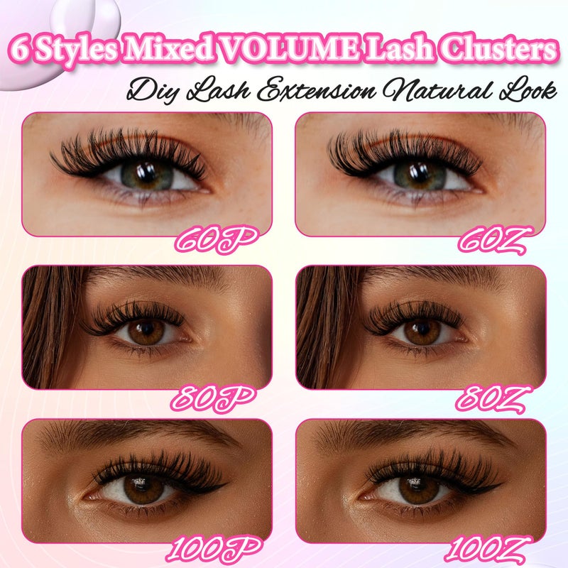 Gmagictobo Lash Clusters Volume Cluster Eyelash Extensions 590Pcs Eyelash Clusters DIY Lashes Clusters Lash Bond and Seal Lash Tweezers - Image 4