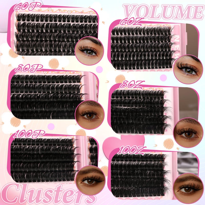Gmagictobo Lash Clusters Volume Cluster Eyelash Extensions 590Pcs Eyelash Clusters DIY Lashes Clusters Lash Bond and Seal Lash Tweezers - Image 2