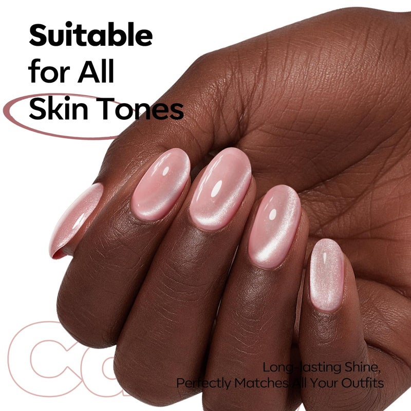 modelones Pink Cat Eye Gel Nail Polish 9D Cateye with Magnet Nail Shimmer Soak Off Reflective Translucent Gel Magnetic Nail Polish 15 ML - Image 5