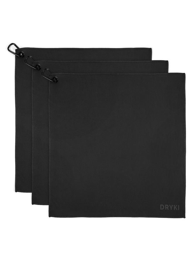 DRYKI Sweat Absorbing Handkerchiefs - The Original Sport Microfiber Hankies for Wicking Sweat from Hands, Face, Body (Classic Black, 3 Pack XL Size), Classic Black, XL (3 Pack) - Image 1
