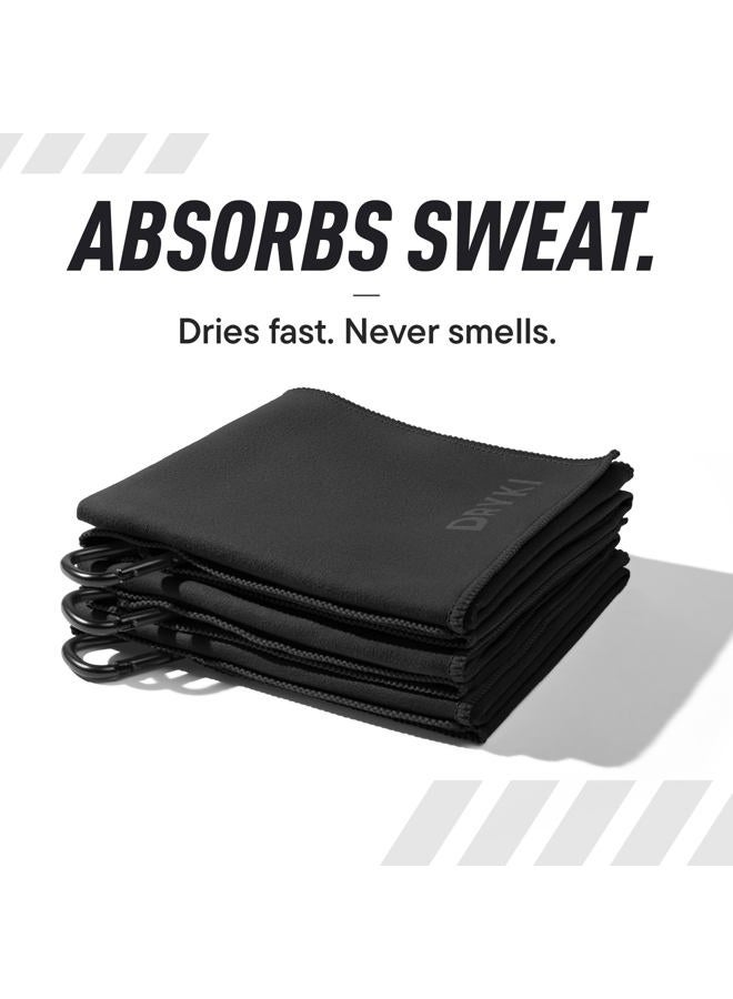 DRYKI Sweat Absorbing Handkerchiefs - The Original Sport Microfiber Hankies for Wicking Sweat from Hands, Face, Body (Classic Black, 3 Pack XL Size), Classic Black, XL (3 Pack) - Image 3