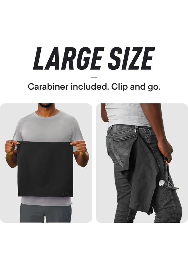 DRYKI Sweat Absorbing Handkerchiefs - The Original Sport Microfiber Hankies for Wicking Sweat from Hands, Face, Body (Classic Black, 3 Pack XL Size), Classic Black, XL (3 Pack) - Image 4