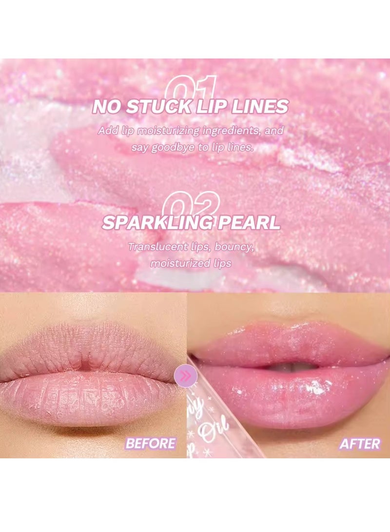 QiBest Shiny Lip Oil Lip Gloss Moisturizing Hydrating Nourishing Long Lasting Smooth Shiny Lip Gloss Lip Oil Color Changing Pearlized Lip Oil with Big Brush Head Shiny Lip Oil 05 - Image 3