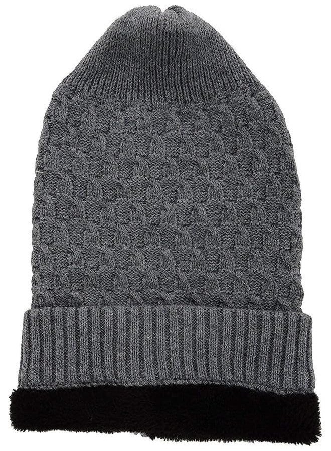JMP Woolen Cap Winter Knit Long Free Size Slouchy Beanie Wrinkled for Woolen Warm Hat Thick Soft Stretch Knitted (Pack of 1) Grey - Image 3