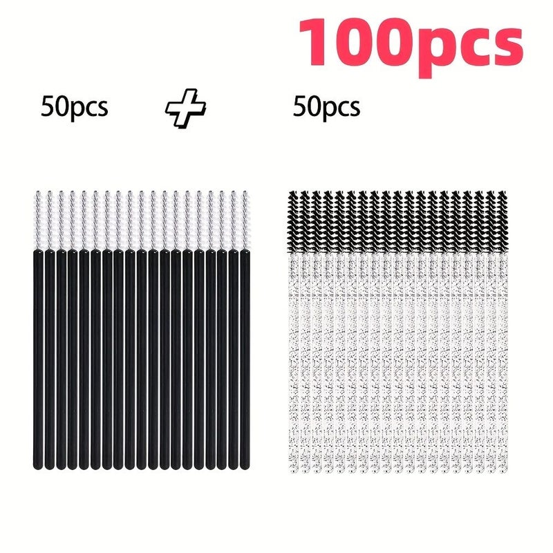100 Disposable Mascara Wands Crystal Eyebrow Brushes For Eyelash Extensions Makeup - Image 1