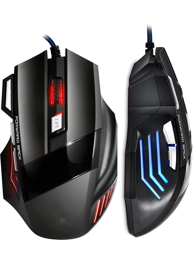 USB Gaming Mouse with RGB Lighting – 7 Programmable Buttons for Precision Control