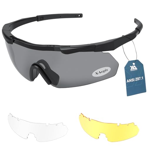 xaegistac Tactical Eyewear 3 Interchangeable Lenses Outdoor Unisex Shooting Glasses (Black Frame) - Image 1