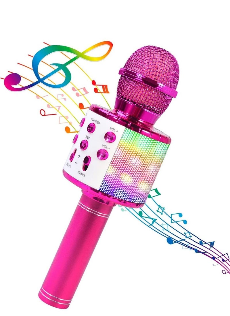 4 in 1 Karaoke Wireless Microphone with LED Lights, Portable Microphone for Kids, Great Gifts Toys for Kids, Girls, Boys and Adults (Purple) - Image 1