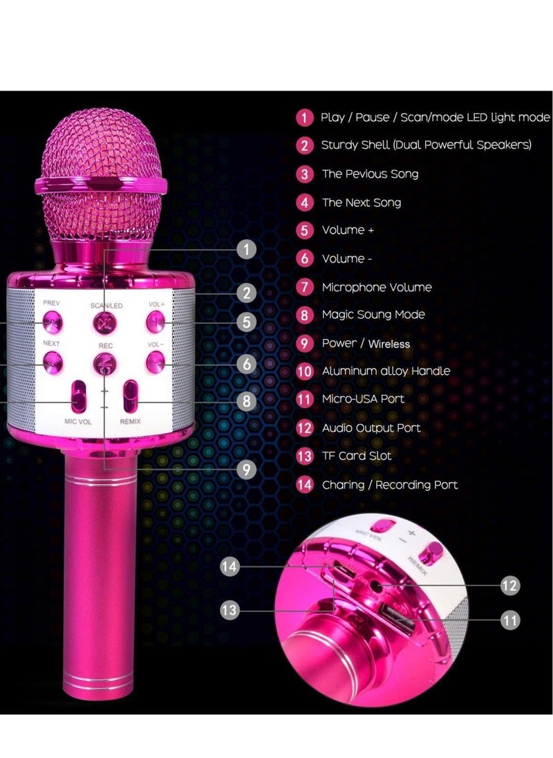 4 in 1 Karaoke Wireless Microphone with LED Lights, Portable Microphone for Kids, Great Gifts Toys for Kids, Girls, Boys and Adults (Purple) - Image 5