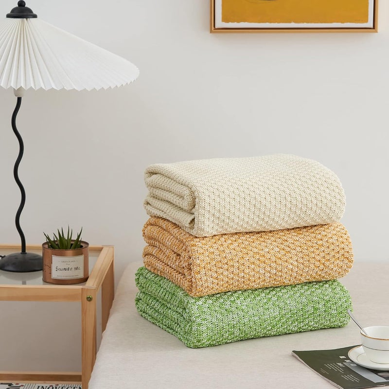 Longhui bedding لحاف لونغهوي المحبوك 100% قطن – كريمي، ناعم ودافئ، قابل للغسيل بالماكينة، مقاس 60"×80" – مثالي لغرفة المعيشة، الكنبة، الأريكة، السرير أو السفر. - Image 5