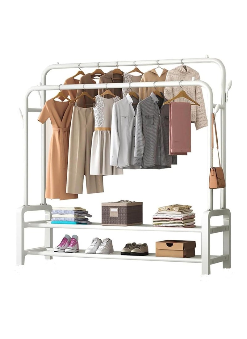 Multifunctional Double Bar Clothes Rack with Shelves for Hanging Clothes, Suitable for Home and Bedroom (White). - pzsku/ZCD7B4871FAAA663D6EF4Z/45/_/1737146734/9fb19d8d-99d4-49d2-8e08-09420ef8f25e