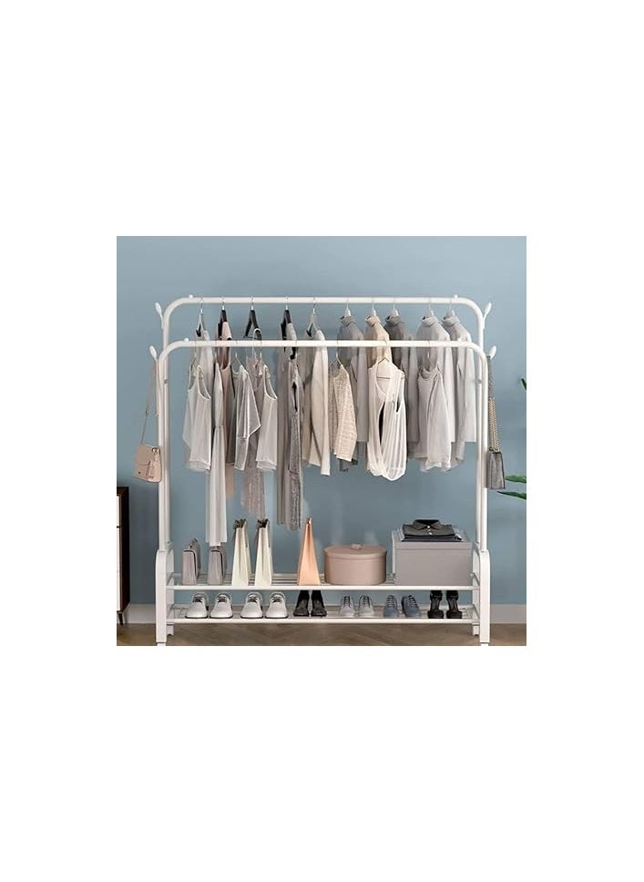 Multifunctional Double Bar Clothes Rack with Shelves for Hanging Clothes, Suitable for Home and Bedroom (White). - pzsku/ZCD7B4871FAAA663D6EF4Z/45/_/1737146744/dd4e933c-b739-45eb-8b0d-af12d17a832c