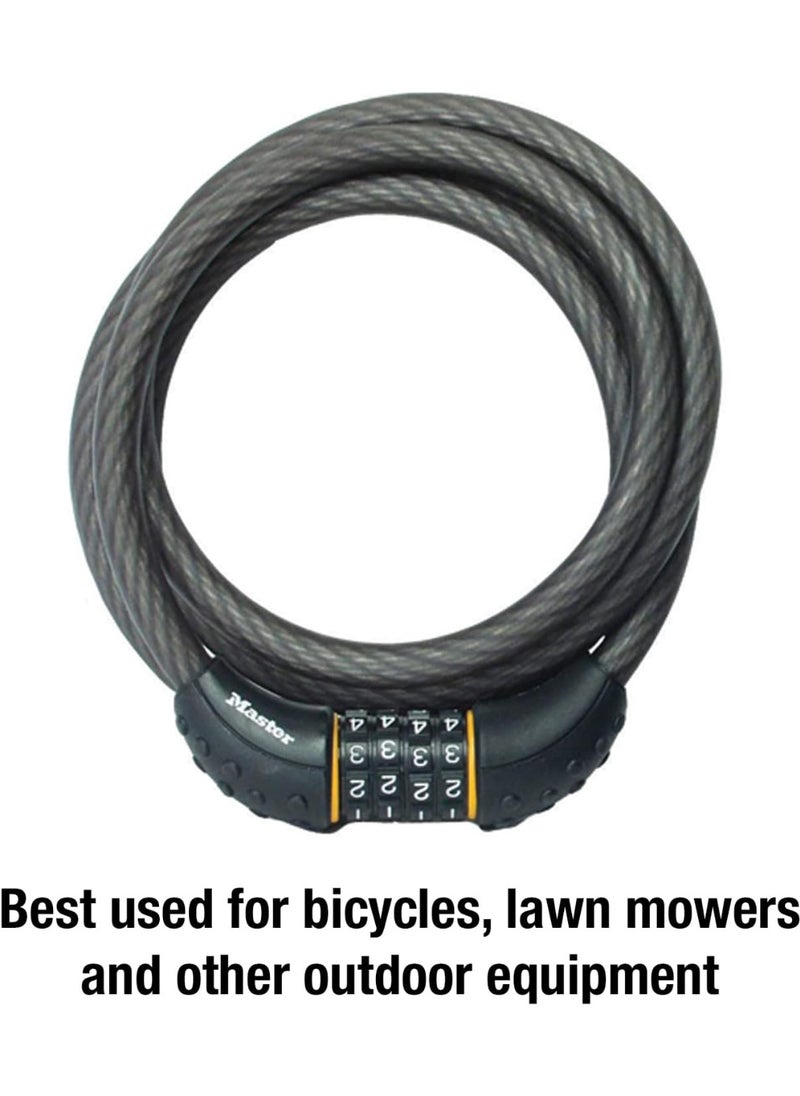 Master Lock Master Lock Cable Lock, Set Your Own Combination Bike Lock, 6 ft. Long, Black, 8122D  - Image 4